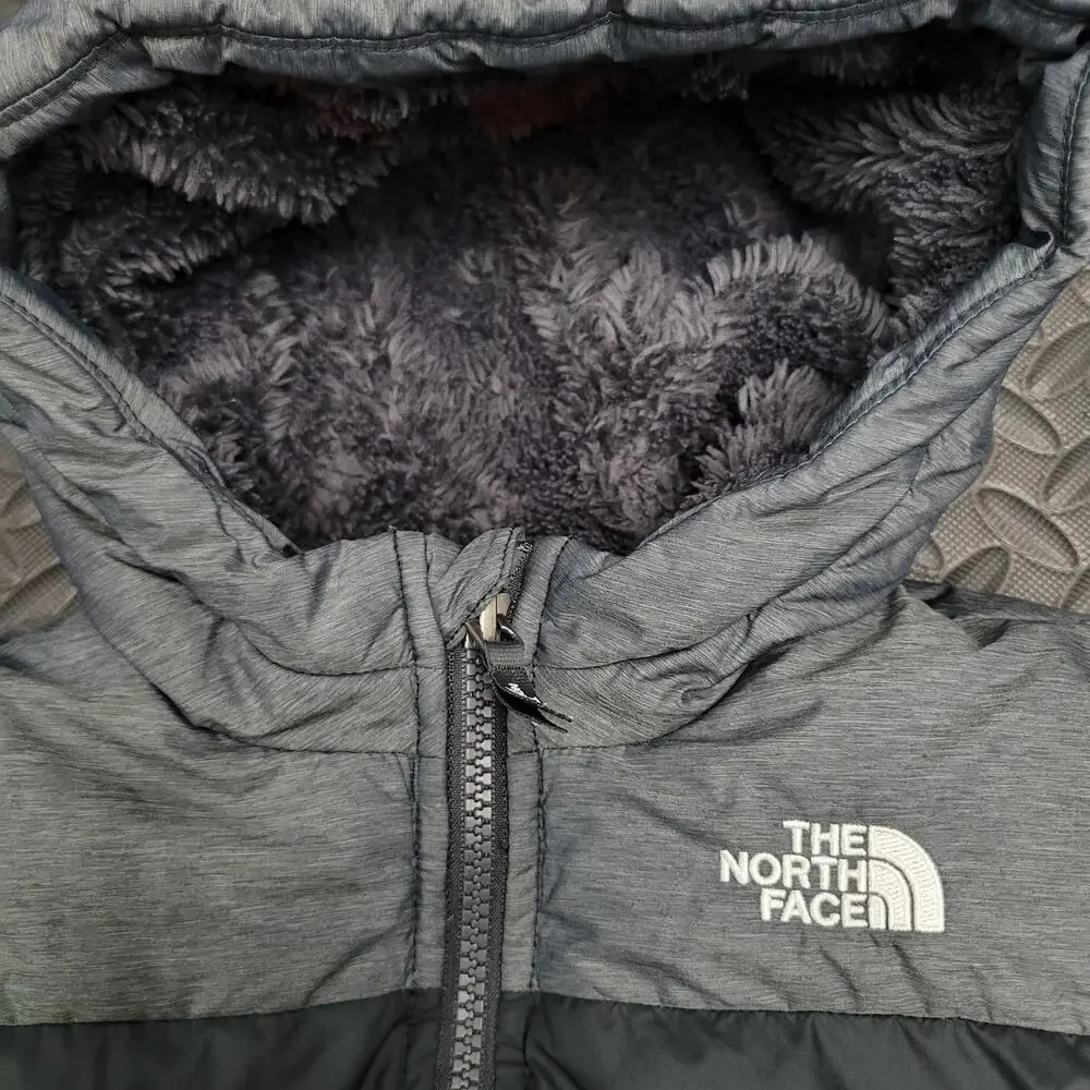 The North Face Toddler 6T 550 Down Puffer Jacket Gray Sherpa Hood Gorpcore